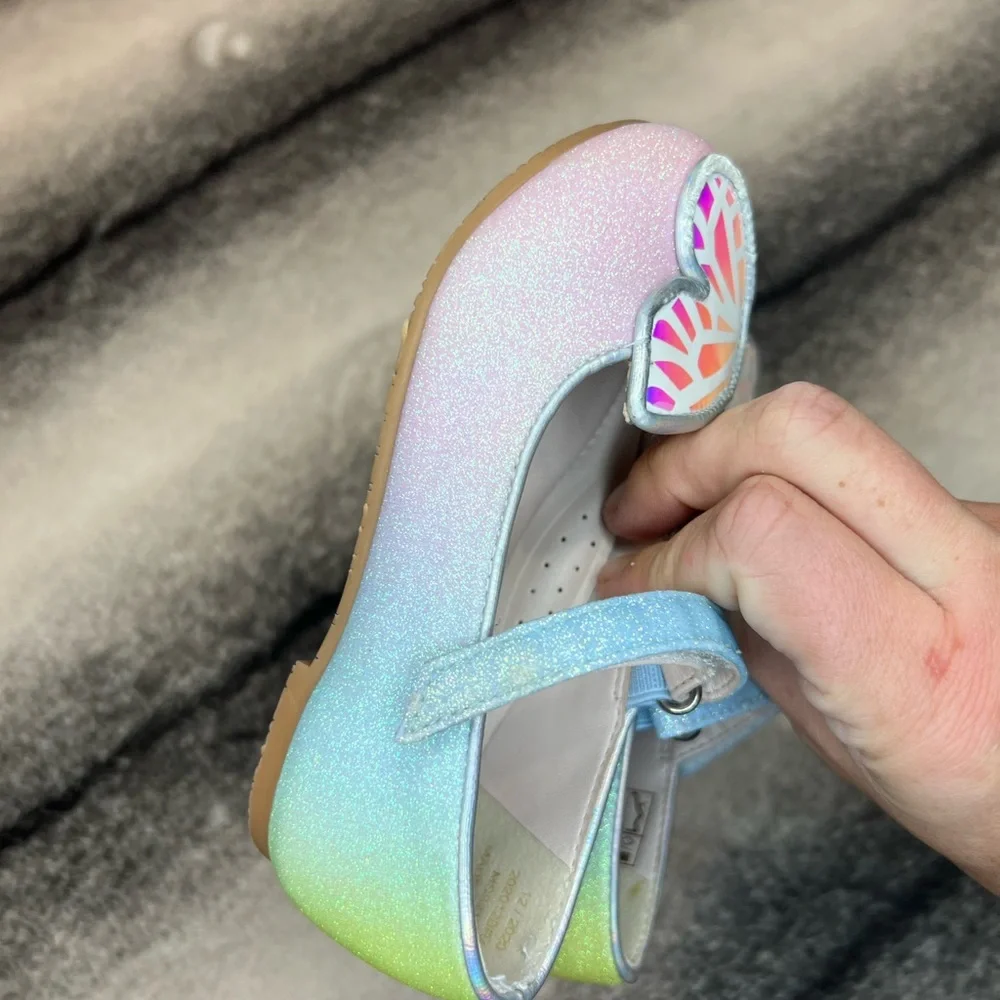 Sophia Webster Mini Butterfly Iridescent Rainbow Glitter Flats Infant Baby